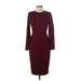 Calvin Klein Cocktail Dress - Sheath Crew Neck 3/4 sleeves: Burgundy Print Dresses - New - Women's Size 4