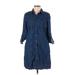 Maison Jules Casual Dress - Mini Collared 3/4 sleeves: Blue Print Dresses - Women's Size Large