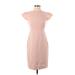 Ann Taylor Cocktail Dress - Sheath High Neck Short sleeves: Pink Solid Dresses - Women's Size 0