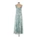 Jenny Yoo Collection Casual Dress - A-Line V Neck Sleeveless: Blue Tie-dye Dresses - Women's Size 10