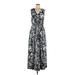 Banana Republic Casual Dress V-Neck Sleeveless: Black Floral Dresses - Women's Size 10