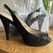 Nine West Shoes | Black Sequin Peep Toe Platform Heels | Color: Black | Size: 9.5