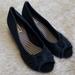 American Eagle Outfitters Shoes | American Eagle Peep Toe Wedge Navy Blue Size 5.5 | Color: Blue | Size: 5.5