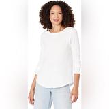 Madewell Tops | Madewell White Crew Neck Long Sleeve Tshirt Size Xs | Color: Black/White | Size: Xs