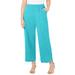 Plus Size Women's Pucker Cotton Wide Leg Pant by Catherines in Aqua Blue (Size 2X)