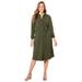 Plus Size Women's Convertible Buttonfront Shirt Dress by Catherines in Olive Green (Size 2X)