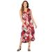 Plus Size Women's Effortless Faux Wrap Dress by Catherines in Red Floral Palms (Size 1X)