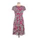 Talbots Cocktail Dress - A-Line Crew Neck Short sleeves: Pink Floral Dresses - Women's Size 10