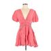By Anthropologie Casual Dress - A-Line V Neck Short sleeves: Pink Solid Dresses - Women's Size Small