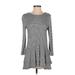 MICHAEL Michael Kors Casual Dress - Mini Crew Neck Long sleeves: Gray Dresses - Women's Size Small
