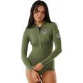 Rip Curl Womens G-Bomb 2.0 1mm Long Sleeve Shorty Wetsuit - Khaki - Front zip - E5 neoprene - E-stitched