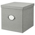 IKEA KVARNVIK storage box with lid, 32x35x32 cm, grey