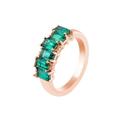 Metal Rings for Women, 14K Solid Rose Gold Ring Size X 1/2 Green Emerald Lab Created Emerald Channel Band for Birthday Wedding Ring Women