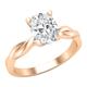 ALLORYA IGI Certified 1.25 Carat Oval Lab Grown White Diamond Twisted Solitaire Engagement Ring in 14K Solid Rose Gold, Size 9