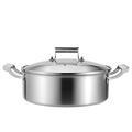 Shallow Casserole with Lid - Stainless Steel Pan,Induction Serving pan with Side Handles and Glass lid, Composite Bottom Wok (Size : 34cm)