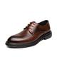 Ninepointninetynine Dress Oxford Shoes for Men Lace Up Round Apron Toe Derby Shoes Faux Leather Block Heel Anti-Slip Rubber Sole Business (Color : Brown, Size : 6.5 UK)