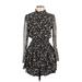 ASOS Casual Dress - Mini High Neck Long sleeves: Black Floral Dresses - Women's Size 4