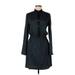 Barneys New York Casual Dress - Shirtdress High Neck Long sleeves: Black Solid Dresses - Women's Size 10