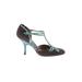 J Vincent Heels: D'Orsay Stilleto Cocktail Teal Shoes - Women's Size 8 - Round Toe