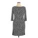 Lauren by Ralph Lauren Casual Dress - Sheath Crew Neck 3/4 sleeves: Gray Color Block Dresses - Women's Size 14 Petite