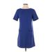 Ann Taylor LOFT Casual Dress - Shift: Blue Solid Dresses - Women's Size 2