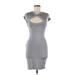 Bebe Casual Dress - Bodycon V-Neck Short sleeves: Gray Print Dresses - New - Women's Size Medium