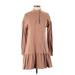 Z Supply Casual Dress - DropWaist High Neck Long sleeves: Brown Solid Dresses - Women's Size X-Small