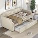 Upholstered Daybed with Trundle, Wood Slat Support,Upholstered Frame Sofa Bed, Twin