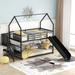 Modern Metal Twin over Twin Bunk Bed House with Slide, Staircase, and Storage - Sturdy Construction and Sleek Design