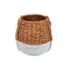 Reno 12 Inch Planter, Rope Woven Design, White and Brown Finished Resin