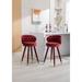 Set of 2, Counter Height Upholstered Barstools with Solid Wood Legs and Footrest for Living Room