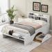 Wood Full Size Platform Bed with 2 Drawers, Storage Headboard and Footboard