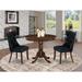 East West Furniture Kitchen Table Set Contains a Round Dining Table and Padded Chairs, Antique Walnut (Pieces Options)