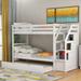 Twin-Over-Twin Bunk Bed with Stairs with Twin Size Trundle and 3 Storage Stairs