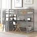 Gray Modern Solid Pine Twin with Desk and Drawers