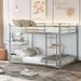 Contemporary Style Full over Full Metal Bunk Bed, Low Bunk Bed with Ladder