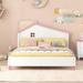 White Funny Design Full Size Platform Bed with House Shaped Headboard