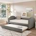 Full size Upholstered Daybed Sofa Bed with Twin Size Trundle, Wood Slat Support