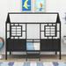 Twin Size Metal Playhouse Low Loft Bed With Roof And Two Front Windows