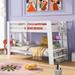 Distinctive White Twin over Twin Bunk Bed with Sloping Design, Shelves, and Built-in Ladder, Solid Pine Wood Construction