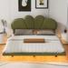 Full Size Upholstery Platform Bed LED Floating Bed With PU Leather Headboard And Support Legs