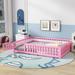 Full size child's floor bed with safety rails and doors for children