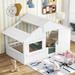 Twin Size Wood House Bed With Roof,Window And Guardrail,Sturdy Frame,Kids Bedroom Sets