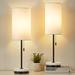 Mercer41 Modern Minimalist Table Lamp Set Of 2 - Pull Chain, Marble Base, White Linen Lampshade in Black | Wayfair 5D0C87DEF93A468C8AAE67C046A37B51