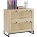 Bay Isle Home™ Giancola Rattan 2-Drawer Lateral Filing Cabinet Wood in Black/Brown | 28.36 H x 29.61 W x 15.86 D in | Wayfair