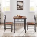 17 Stories 3 Piece Dining Set Dining Table Set Kitchen Table & Chairs Dining Room Set Wood/Metal in Black/Brown | Wayfair