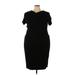 Universal Standard Casual Dress - Sheath High Neck Short sleeves: Black Solid Dresses - Women's Size 22