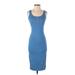 Willow & Wind Casual Dress - Bodycon Scoop Neck Sleeveless: Blue Print Dresses - Women's Size Small