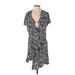 Ann Taylor LOFT Outlet Casual Dress Plunge Short sleeves: Black Dresses - Women's Size Small Petite