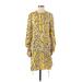 Diane von Furstenberg Casual Dress - Shift Crew Neck 3/4 sleeves: Yellow Dresses - Women's Size 4